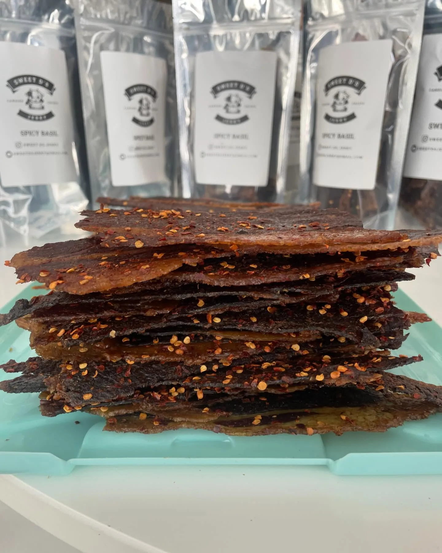 Stacked Sweet D's Spicy Basil Jerky